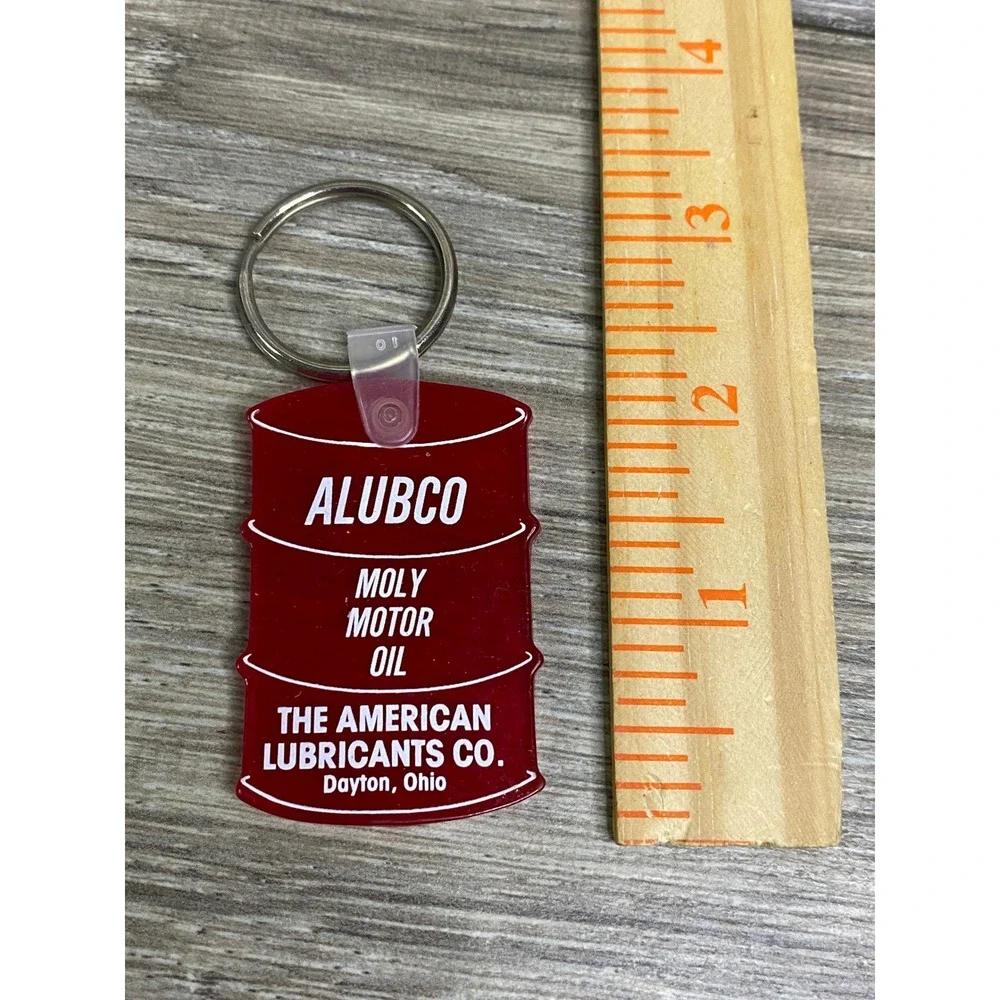 Alubco Moly Motor Oil Keychain American Lubricants Co‎ Dayton Ohio Red Oil Drum